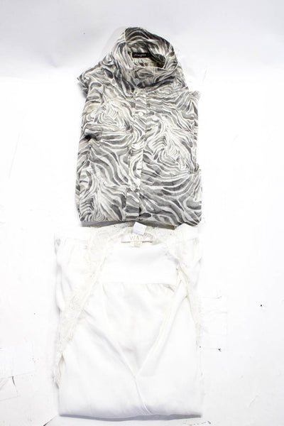 J. Mclaughlin Wayf Womens Long Sleeve Shirts Blouse White Gray Size S XS Lot 2