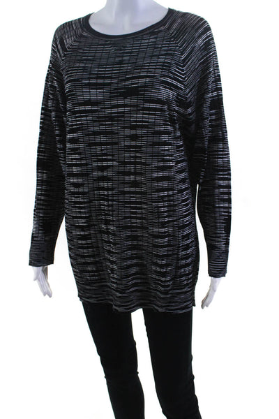 Missoni Womens Black White Printed Crew Neck Long Sleeve Sweater Top Size 8