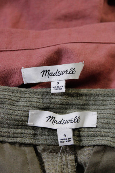 Madewell Womens Buttoned Collar Top Corduroy Straight Pants Pink Size S 4 Lot 2
