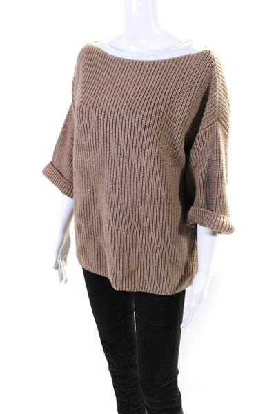 BCBG Paris Womens Brown Cotton Crew Neck Long Sleeve Sweater Top Size XS/S