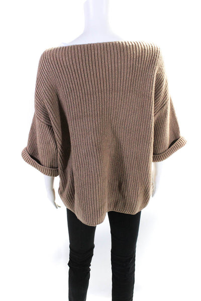 BCBG Paris Womens Brown Cotton Crew Neck Long Sleeve Sweater Top Size XS/S