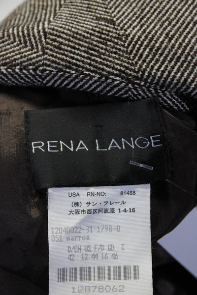 Rena Lange Womens Brown Printed Collar Long Sleeve Coat Jacket Size 12