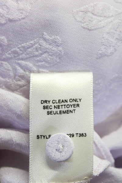 Tailored Rebecca Taylor Womens Silk Jacquard V-Neck Blouse Top Purple Size 8