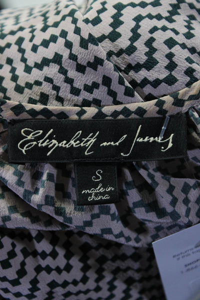 Elizabeth and James Womens Silk Crepe Geometric Tank Top Blouse Beige Size S
