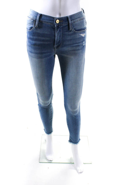 Frame Denim Womens High Rise Skinny Leg Muse Jeans Blue Cotton Size 25