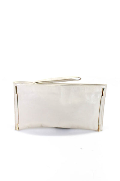 Lisette Women's Leather Wristlet Zip Clutch Handbag Ivory