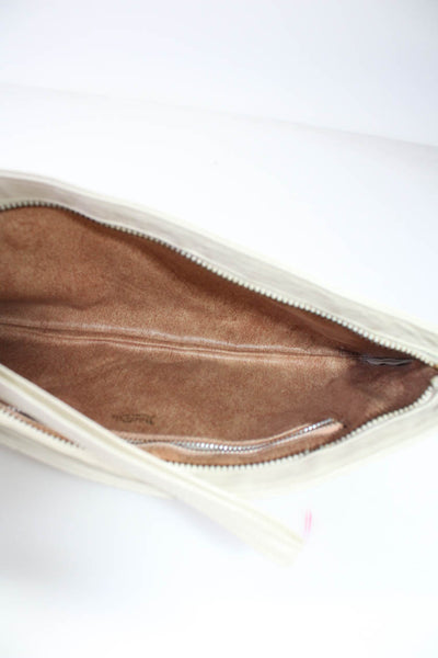 Lisette Women's Leather Wristlet Zip Clutch Handbag Ivory