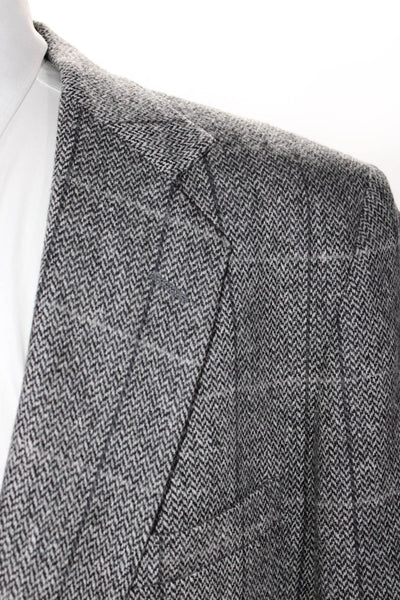 Younkers Mens Collared Abstract Long Sleeve Wool Blazer Jacket Gray Size Medium