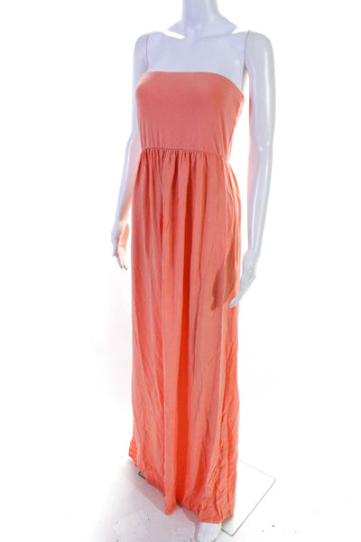 Splendid Womens Ruched Sleevless Elastic Tube Top Maxi Dress Pink Size L