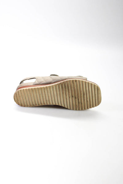 Bernardo Women's Leather Quilted  Strap Flat Sandals Beige Size 6