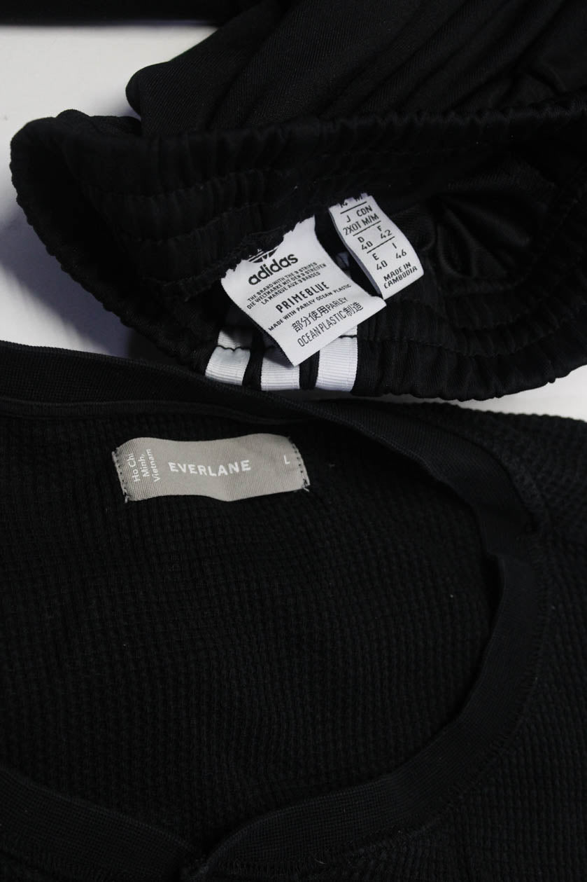Everlane Adidas Womens Thermal Shirt Track Pants Black White