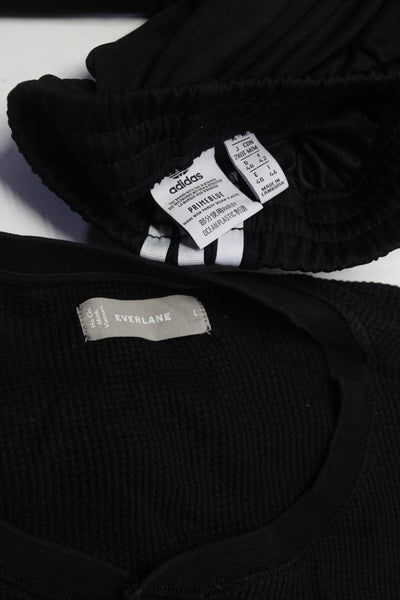 Everlane Adidas Womens Thermal Shirt Track Pants Black White Medium Large Lot 2