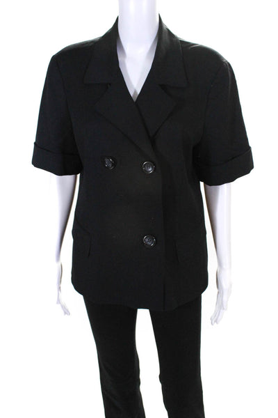 Lafayette 148 New York Women's Short Sleeve Double Breasted Blazer Black Size 14