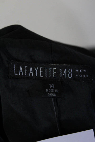Lafayette 148 New York Women's Short Sleeve Double Breasted Blazer Black Size 14