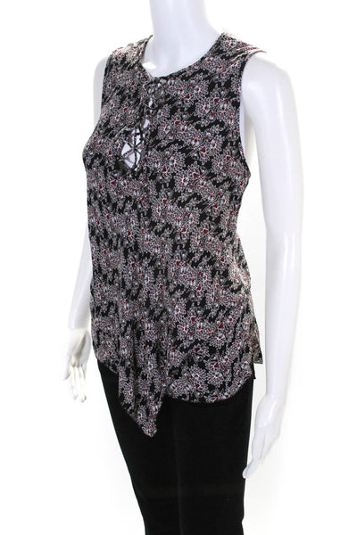Derek Lam 10 Crosby Womens Black Silk Floral Lace Up Layered Blouse Top Size 10