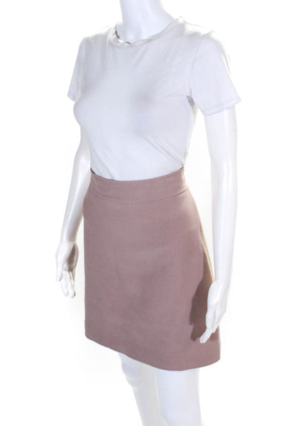 Theory Womens Mauve Wool Blend Zip Back Lines A-Line Skirt Size 8