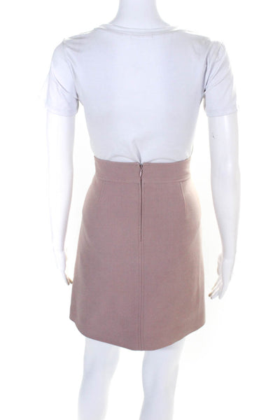 Theory Womens Mauve Wool Blend Zip Back Lines A-Line Skirt Size 8
