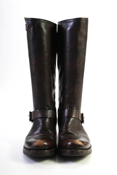 Frye Womens Brown Leather Buckle Knee High Boots Shoes Size 8/9