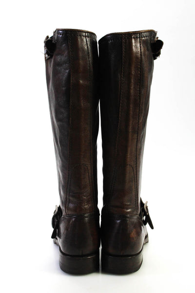 Frye Womens Brown Leather Buckle Knee High Boots Shoes Size 8/9