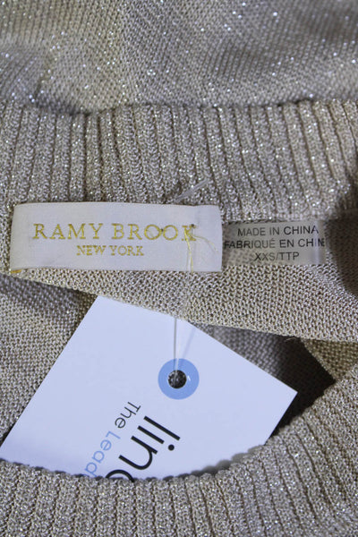 Ramy Brook Womens Metallic Gold Cold Shoulder Long Sleeve Blouse Top Size XXS