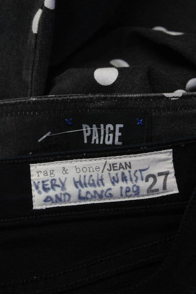 Paige Rag & Bone Womens Black Polka Dot High Rise Straight Jeans Size 24 27 Lot2