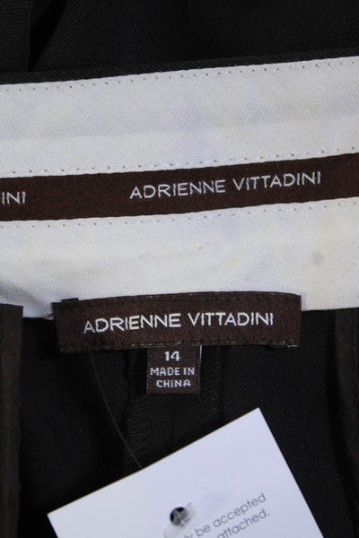 Adrienne Vittadini Womens High Rise Pleated Wide Leg Cuffed Pants Brown Size 14
