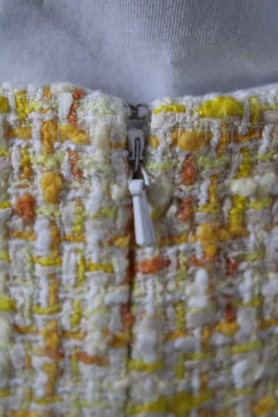 Carmen Marc Valvo Womens Tweed Flare Skirt Yellow Cotton Size 6