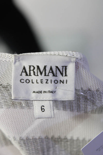 Armani Collezioni Womens Striped Print Tank Top Cardigan Set Gray White Size 6
