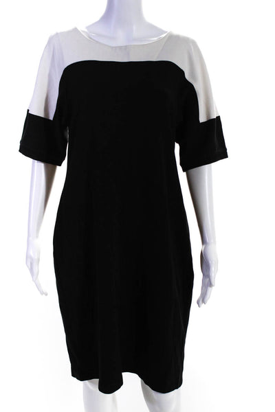 Lafayette 148 Womens Color Block Ponte Sheath Dress Black White Size Large
