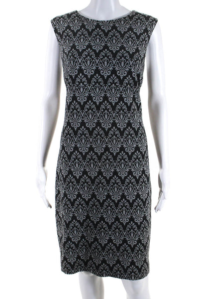 Peserico Womens Back Zip Scoop Neck Knit Abstract Sheath Dress Gray Size IT 48