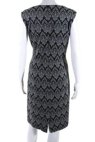 Peserico Womens Back Zip Scoop Neck Knit Abstract Sheath Dress Gray Size IT 48