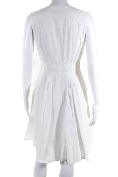 Club Monaco Womens Crew Neck Sleeveless Poplin A Line Dress White Size 2