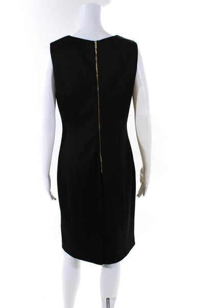 Calvin Klein Womens Back Zip Motif Front Trim Sheath Dress Black Multi Size 10