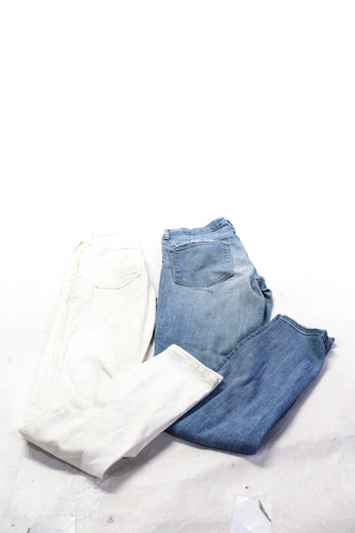 Frame Denim Womens Solid Cotton Low Rise Skinny Jeans White Blue Size 25 Lot 2