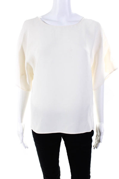 Adam Adam Lippes Womens Crepe Scoop Neck Short Sleeve Blouse Top White Size XS