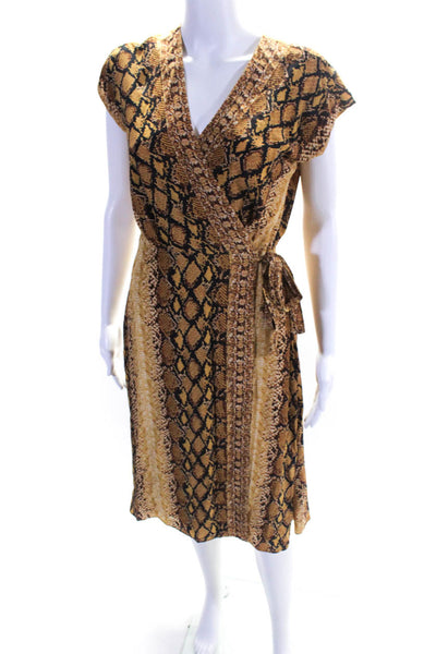 Joie Womens Snakeskin Pattern Tie Close Tank Wrap Style Dress Brown Size XS