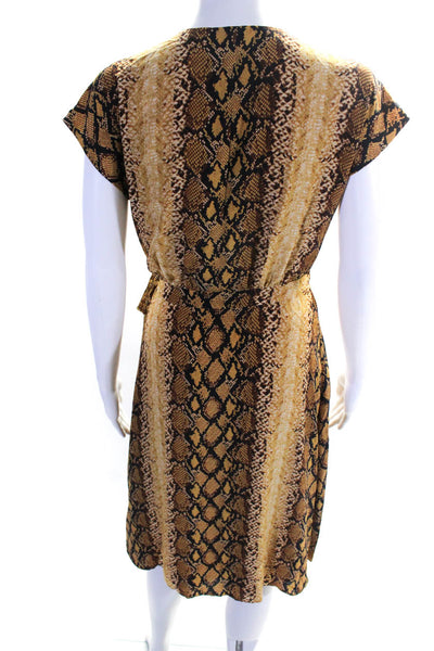 Joie Womens Snakeskin Pattern Tie Close Tank Wrap Style Dress Brown Size XS