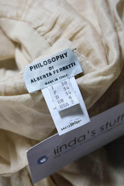 Philosophy di Alberta Ferretti Womens Eyelet A Line Skirt Beige Cotton Size 2