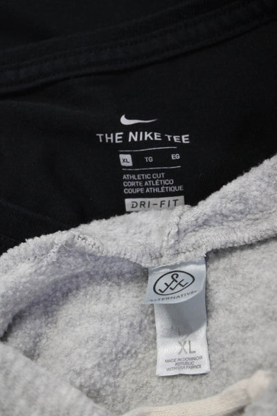 Nike Alternative Womens Tee Shirt Short Sleeve Hoodie Black Gray Size XL Lot 2