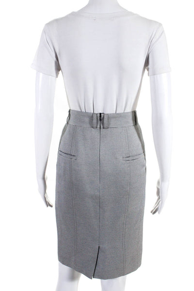Akris Punto Womens Gray Striped Zip Back Knee Length Lined Pencil Skirt Size 10