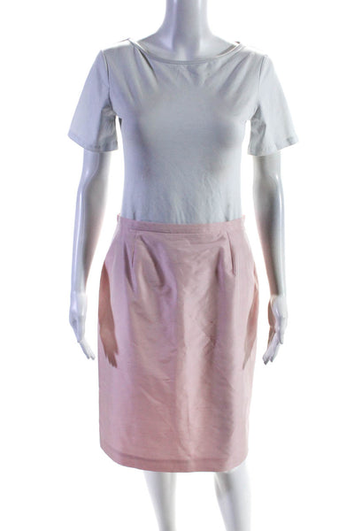 Paule Vasseur Womens Knee Length Zipper Close A Line Style Skirt Pink Size 40