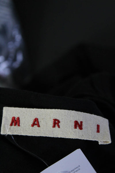 Marni Womens Long Sleeve Tiered Ruffled Crew Neck Shirt Dress Black Size IT 40