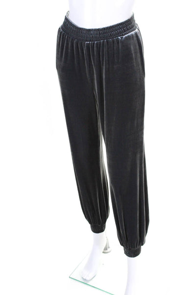 Shannon Mclean Womens High Rise Velour Jogger Pants Gray Size Small