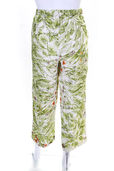 Shannon Mclean Womens High Rise Striped Trim Garden Pants White Green Size Small