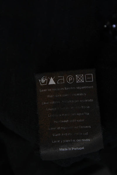 Sandro Womens Paisley Silk Linen Studded Short Sleeved Tunic Blouse Black Size 2
