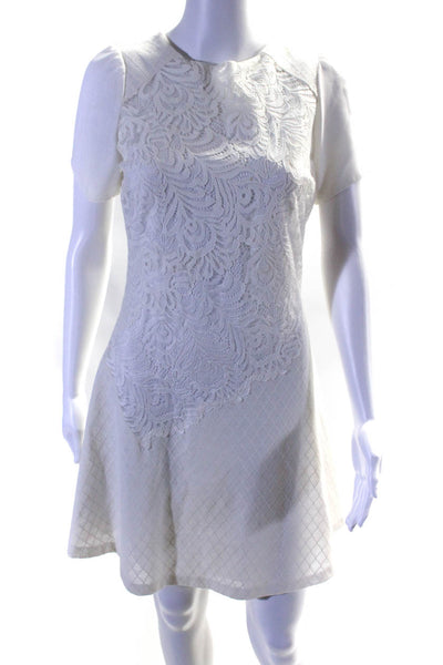 Sandro Paris Womens Short Sleeve Lace Lined Fit & Flare Dress White Size 3