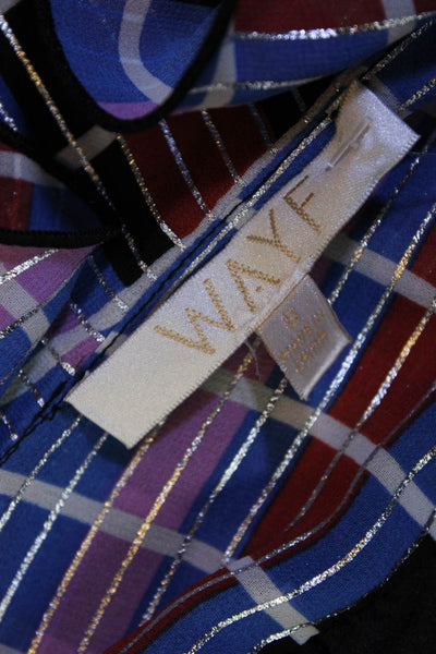 Wayf Womens Striped Print Ruffled Knee-Length Wrap Dress Multicolor Size 8