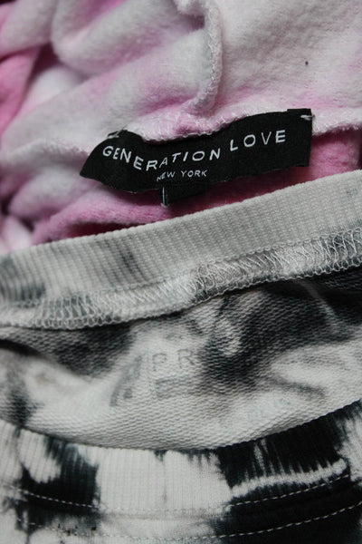 Generation Love Womens Tie Dye Sweatshirts Pink White Black Size XS S Lot 2