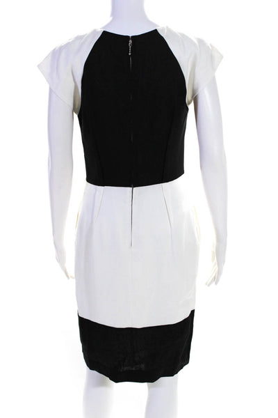 Peter Som Women's Cut Out Colorblock Sheath Dress Black White Size 6