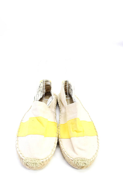 Soludos Womens Slip On Striped Beach Espadrilles Loafers White Yellow Size 40